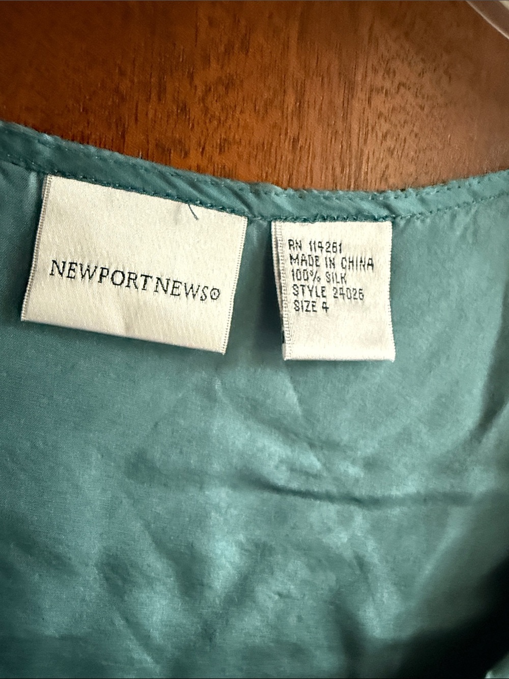 Newport News Teal Silk Dress Top